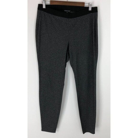 Eileen Fisher Legging Pants Women Medium Gray Black Elastic Waist Chevron - Picture 1 of 8
